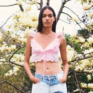 Zara cropped top with open work embroidery